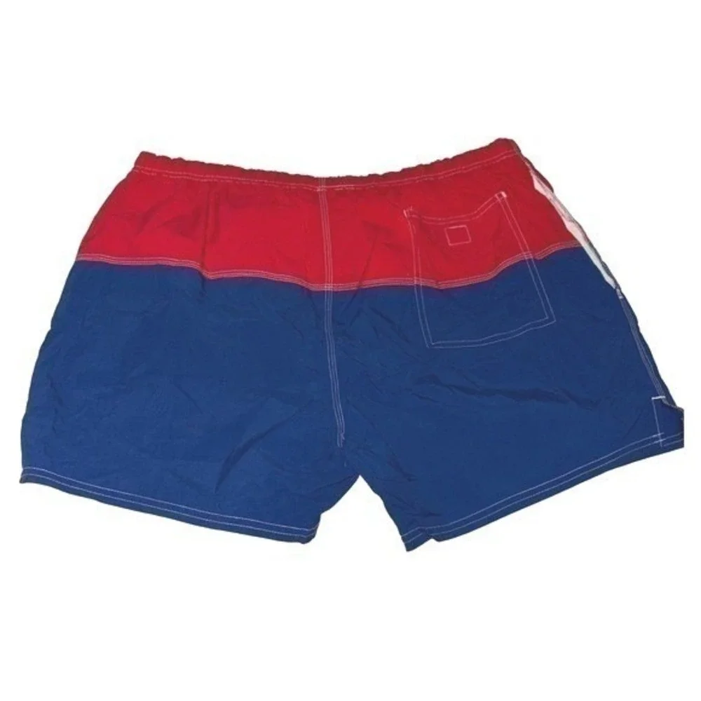 Nautica Vintage Colorblock Swim Trunks Mens‎ XL Red Blue Mesh Lined Retro Shorts